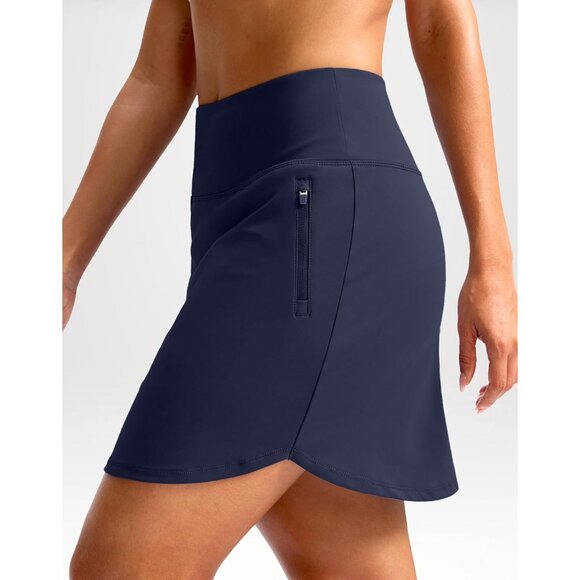 Women’s Golf Skirt Elastic Waist 18" Knee Length Pockets for Tennis Pickleball - Picture 2 of 6